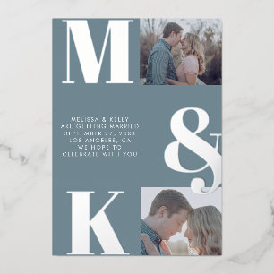 Modern Minimalist Photo Wedding Bold Monogram