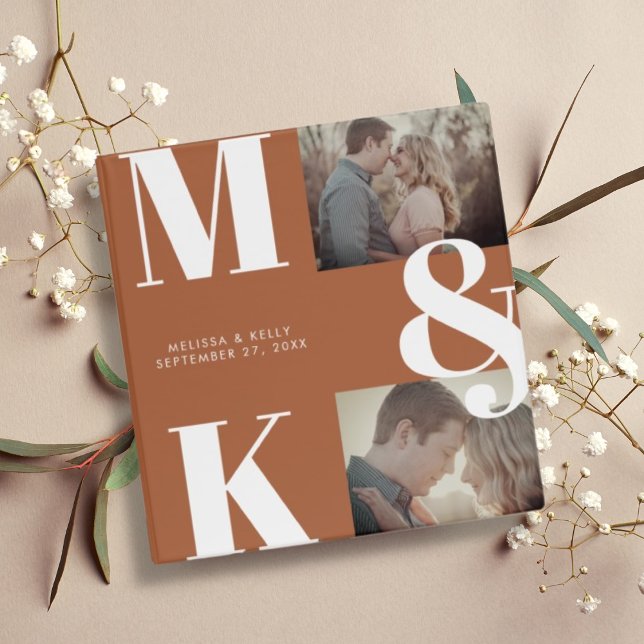 Modern Minimalist Photo Wedding Bold Monogram Binder (Creator Uploaded)