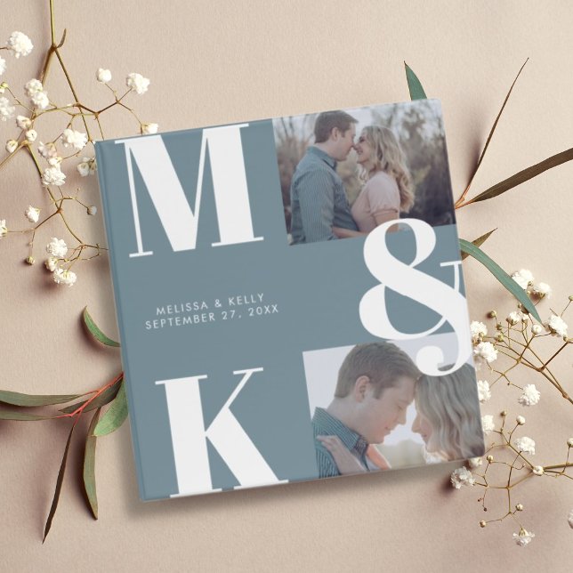 Modern Minimalist Photo Wedding Bold Monogram Binder (Creator Uploaded)