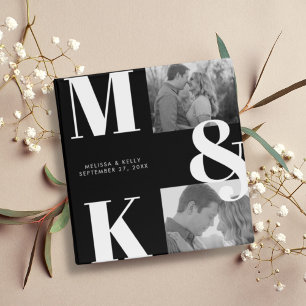 Modern Minimalist Photo Wedding Bold Monogram Binder
