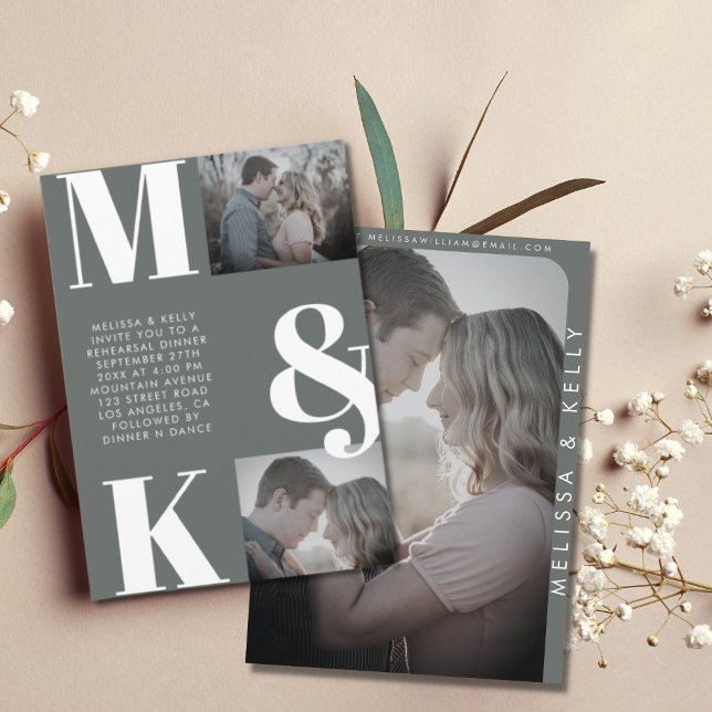 Modern Minimalist Photo Wedding Bold Monogram Invitation (Creator Uploaded)