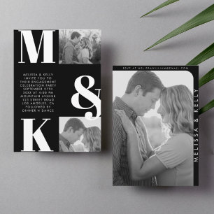 Modern Minimalist Photo Wedding Bold Monogram Invitation