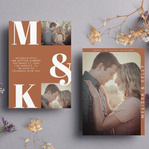 Modern Minimalist Photo Wedding Bold Monogram Save The Date