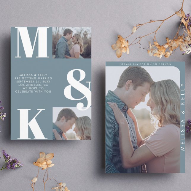 Modern Minimalist Photo Wedding Bold Monogram Save The Date (Creator Uploaded)