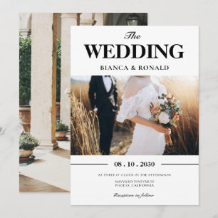 Modern minimalist photo wedding  invitation