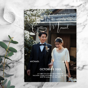 Modern minimalist photo wedding invitation