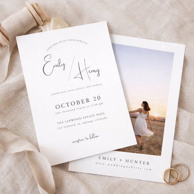 Modern Minimalist Photo Wedding Invitation (Creator Uploaded)