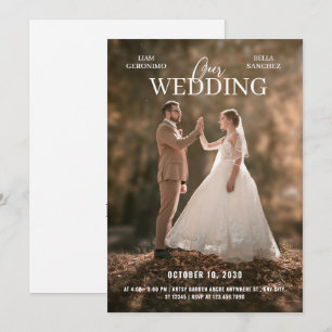 Modern minimalist photo wedding  invitation
