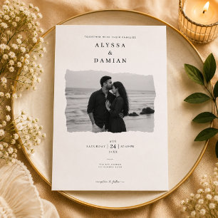 Modern Minimalist Photo Wedding Invitation Design