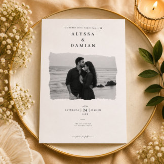 Modern Minimalist Photo Wedding Invitation Design