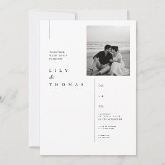 Modern Minimalist Photo Wedding Invitation Design.