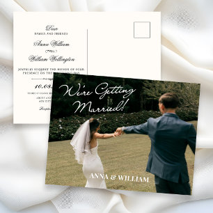 Modern minimalist photo wedding invitation  postcard