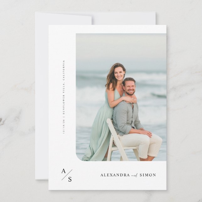 Modern Minimalist Photo Wedding Invite (Front)