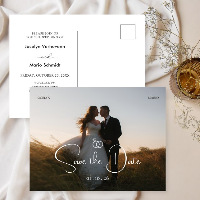 Modern minimalist photo wedding  postcard (Creator Uploaded)