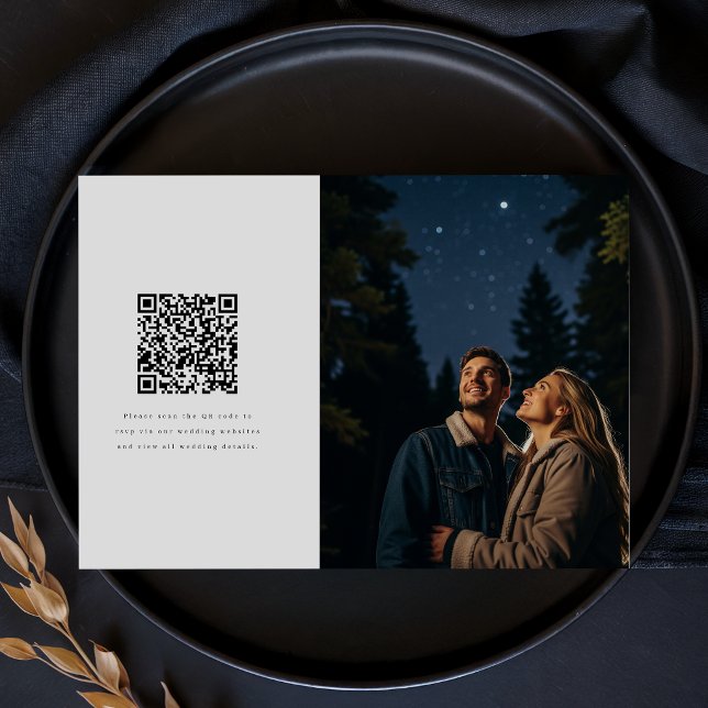 Modern Minimalist Photo Wedding QR Code Save The Date (Creator Uploaded)