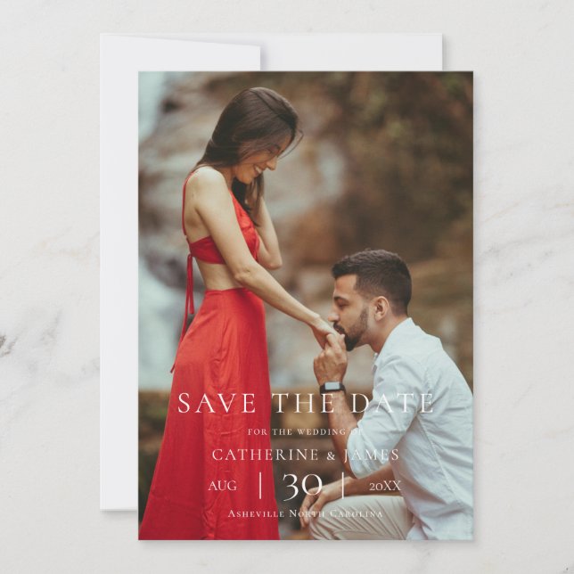 Modern Minimalist Photo Wedding Save the Date (Front)