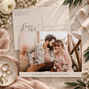 Modern Minimalist Photo Wedding Save the Date Announcement Postcard