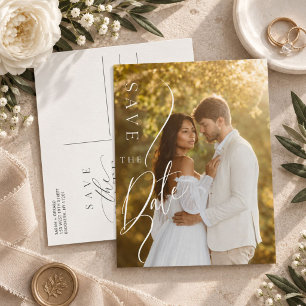Modern Minimalist Photo Wedding Save The Date Announcement Postcard