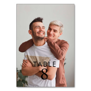 Modern Minimalist Photo Wedding Table Number