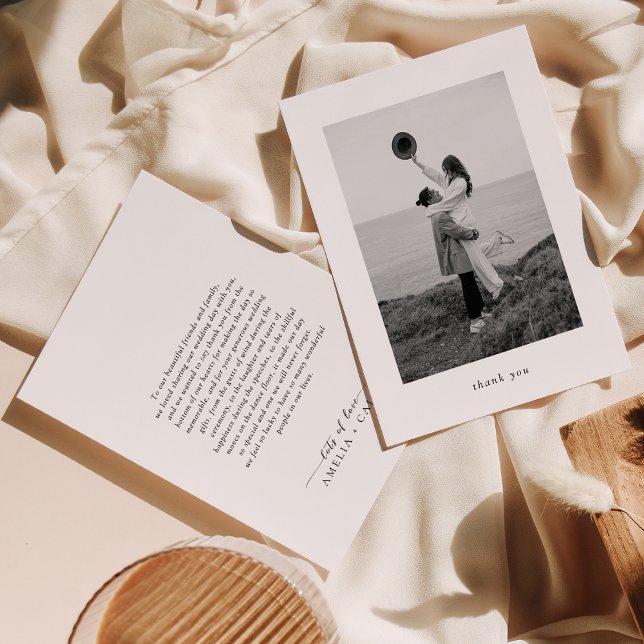 Modern Minimalist Photo Wedding Thank You Card (Creator Uploaded)