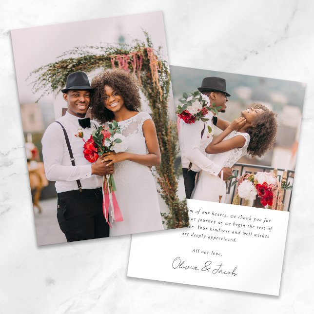 Modern Minimalist Photo Wedding Thank You Card (Creator Uploaded)