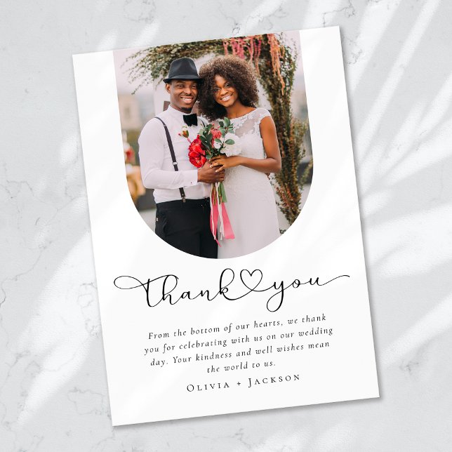 Modern Minimalist Photo Wedding Thank You Card (Creator Uploaded)