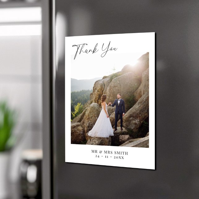Modern Minimalist Photo Wedding Thank You Magnetic Invitation (Creator Uploaded)