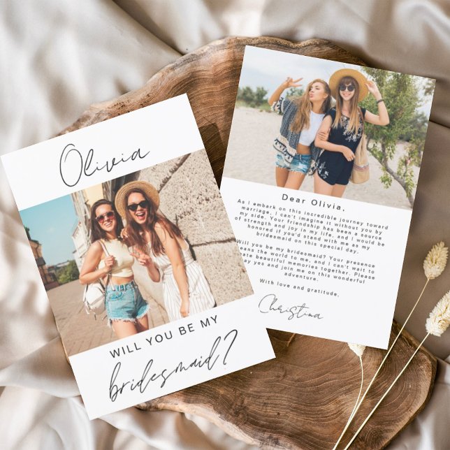 Modern Minimalist Photo Will You be My Bridesmaid Invitation (Creator Uploaded)