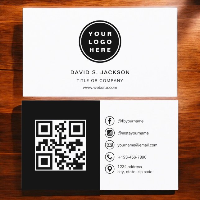 Modern Minimalist Photo with QR Code Social Media Business Card (Creator Uploaded)