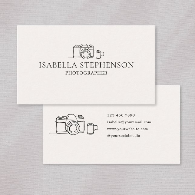 Modern Minimalist Photography Hand Drawn Camera Business Card (Creator Uploaded)