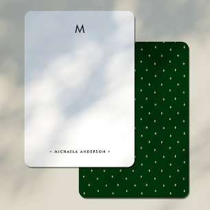 Modern Minimalist Pine Trees Monogram Initial Name Card