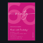 Modern Minimalist Pink 60th Birthday Party Invitation<br><div class="desc">Celebrate turning sixty in elegant style with this modern minimalist pink 60th birthday invitation. Designed with a clean and sophisticated layout, this stylish invitation is perfect for a chic milestone birthday celebration. The soft pink tones and minimalist typography create a modern look that is perfect for intimate gatherings, elegant parties,...</div>