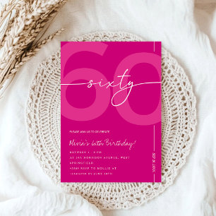 Modern Minimalist Pink 60th Birthday Party Invitation