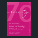 Modern Minimalist Pink 70th Birthday Party Invitation<br><div class="desc">Celebrate turning seventy in elegant style with this modern minimalist pink 70th birthday invitation. Designed with a clean and sophisticated layout, this stylish invitation is perfect for a chic milestone birthday celebration. The soft pink tones and minimalist typography create a modern look that is perfect for intimate gatherings, elegant parties,...</div>