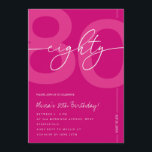 Modern Minimalist Pink 80th Birthday Party Invitation<br><div class="desc">Celebrate turning eighty in elegant style with this modern minimalist pink 80th birthday invitation. Designed with a clean and sophisticated layout, this stylish invitation is perfect for a chic milestone birthday celebration. The soft pink tones and minimalist typography create a modern look that is perfect for intimate gatherings, elegant parties,...</div>