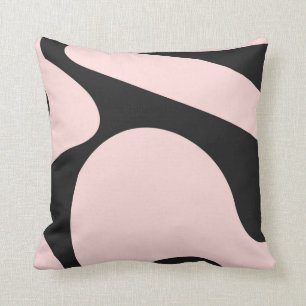 Modern Minimalist Pink Black Colour Block Abstract Throw Pillow