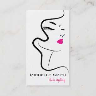Modern Minimalist Pink Black Hair Beauty Salon  Business Card