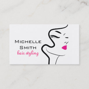 Modern Minimalist Pink Black Hair Beauty Salon  Business Card