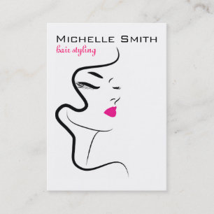 Modern Minimalist Pink Black Hair Beauty Salon  Business Card