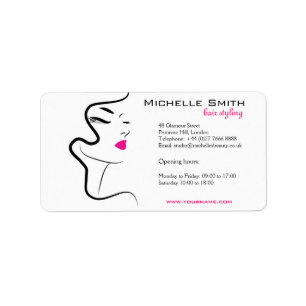 Modern Minimalist Pink Black Hair Beauty Salon  Label