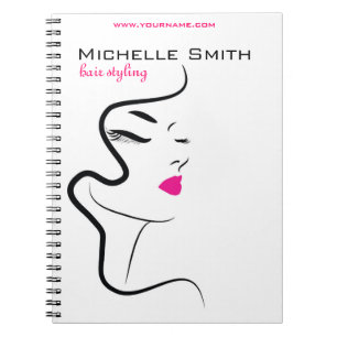 Modern Minimalist Pink Black Hair Beauty Salon  Notebook