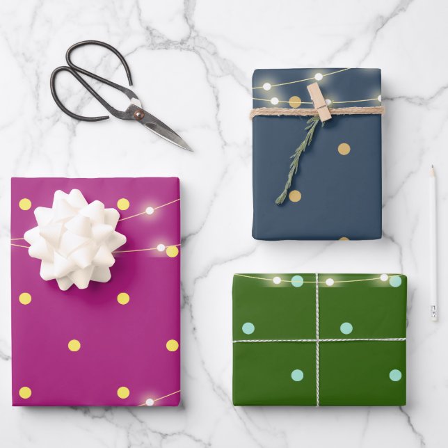 Modern Minimalist Pink Blue Green Wrapping Paper Sheet (Front)