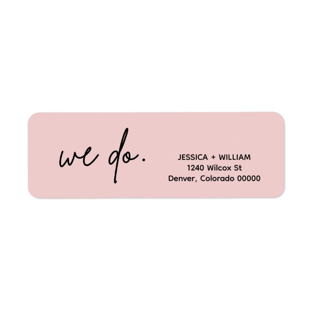 Modern Minimalist Pink Blush Return Address Label (Front)
