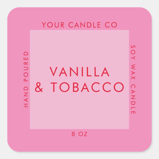 Modern Minimalist Pink Candle Label (Front)