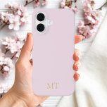 Modern Minimalist Pink Gold Initial Monogram iPhone 16 Case<br><div class="desc">Minimalist Modern Initial Monogram Phone Case. Create your own personalized iPhone Case with custom initial name in pink and gold colour.</div>