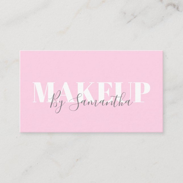 Modern Minimalist Pink Makeup Business Card (Front)