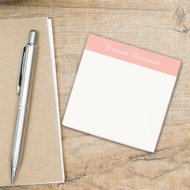 Modern Minimalist Pink Monogram Full Name Post-it Notes (Creator Uploaded)