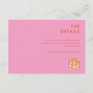 Modern Minimalist Pink Orange Wedding Enclosure Card