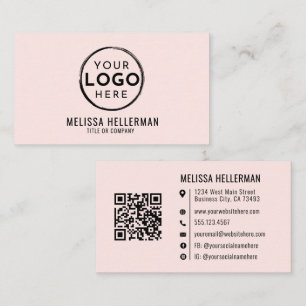 Modern Minimalist Pink Professional Logo Business Card