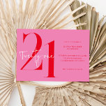 Modern Minimalist Pink Red 21st Birthday Invitation<br><div class="desc">Modern minimalist 21st birthday invitation featuring simple design with chic typography and elegant script.</div>